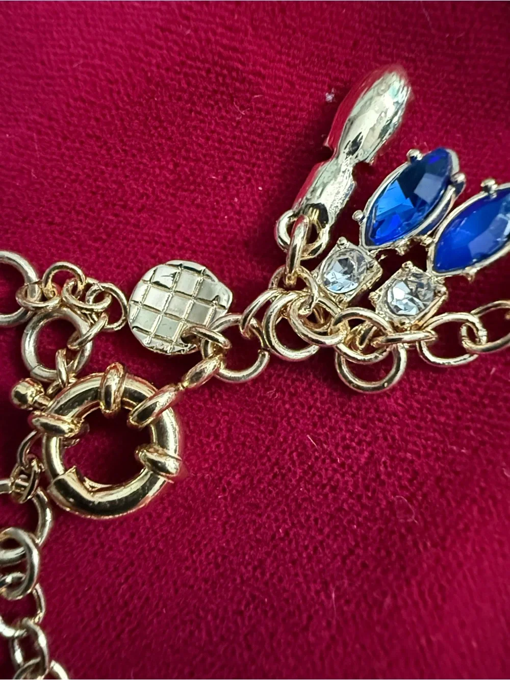 Talbots Gold-Tone Blue Crystal Fringe Bracelet